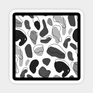 Black and White Solid Color Pebbles Magnet