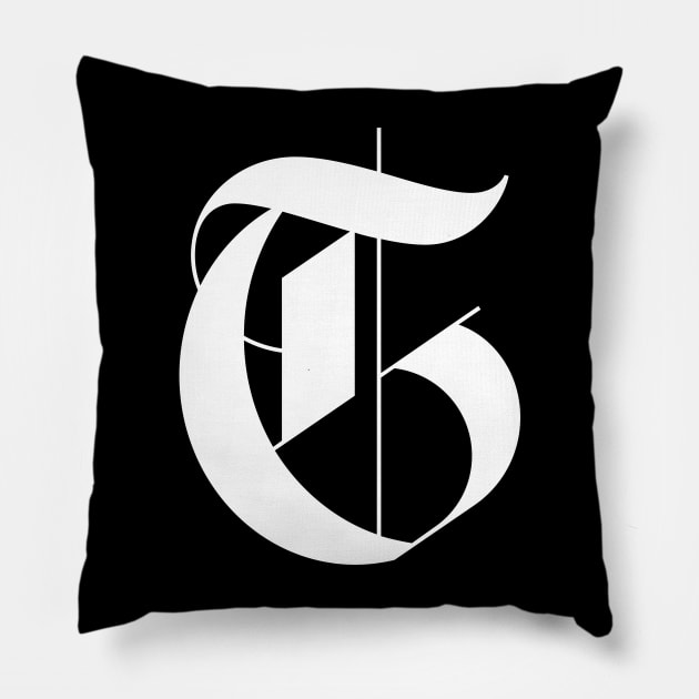 T Gothic Letter Pillow by lkn