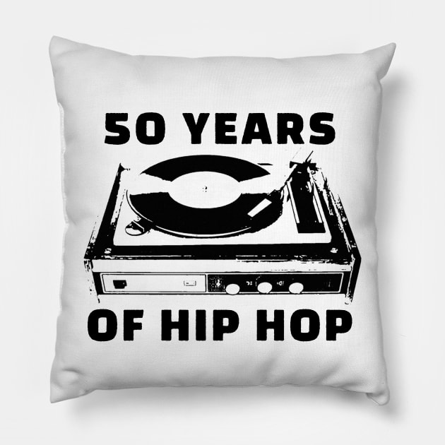 50 Years of Hip Hop vintage Turntable Pillow by BrutalGrafix Studio