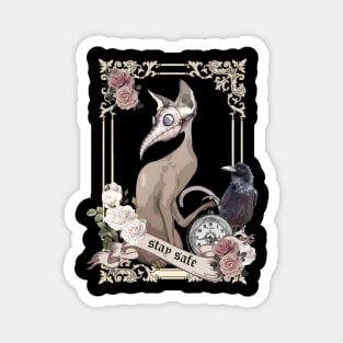 Cat Plague Doctor Say "stay safe" Magnet