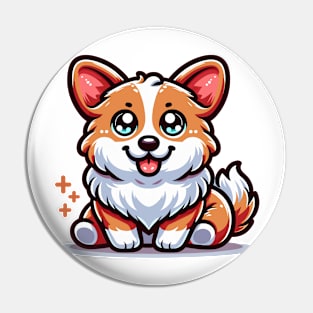 "Adorable Sitting Corgi" - Playful Cartoon Dog Design Pin