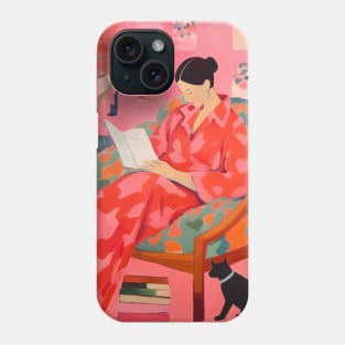 Lazy Reading Woman Pink Portrait Phone Case