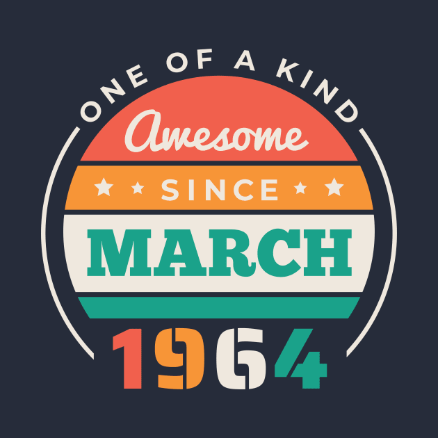 Retro Awesome Since March 1964 Birthday Vintage Bday 1964 by Now Boarding