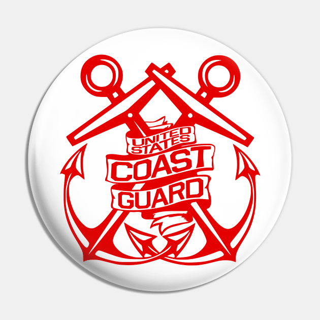 U.S. Coast Guard - Crossed Anchors in Red Pin by CuteCoCustom