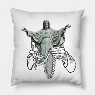 Praying to the Sacred Heart of Jesus Pillow