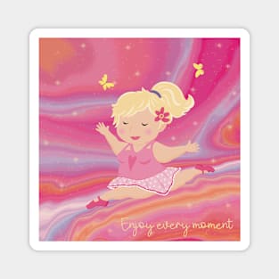 The chubby cute ballerina dancing and enjoying every moment Magnet