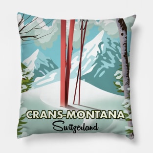 Crans-Montana Switzerland ski poster Pillow