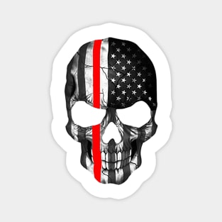 Red Line - Skull - firefighter Magnet