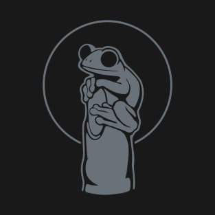 Design for amphibian lovers. Small frog on a finger. T-Shirt