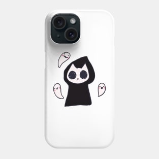 Cute Grim reaper cat and ghosts Phone Case