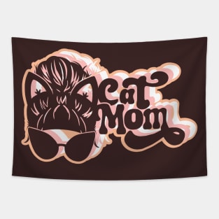 Retro Cool Cat Mom - peach version Tapestry