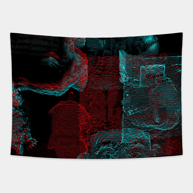 Digital Glitch Art Cursed Internet Image Design #1 Tapestry by MrBenny