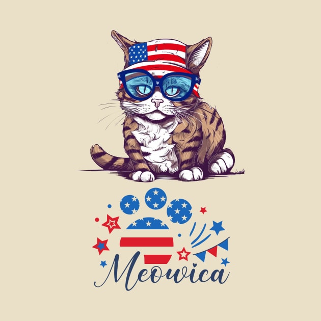 Patriotic Cat, 4th of July Design by PaperMoonGifts