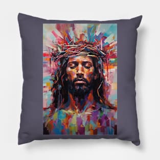 Black Abstract Art Jesus Christ Pillow