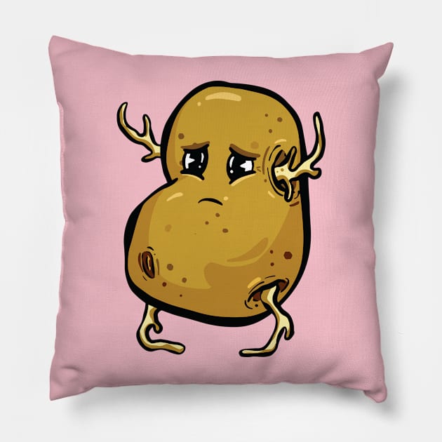 Potato People! Cartoon Confused Potato Garden Tips Toons Pillow by Garden Tips Toons