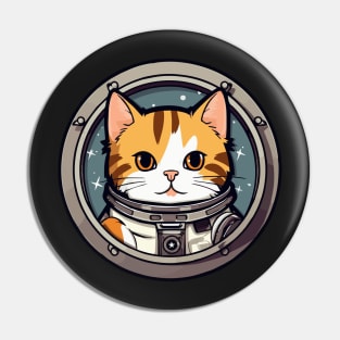 Cute Cat Astronaut Illustration, Space Kitty Pin