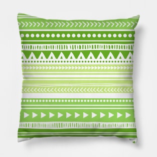 Lime green and white tribal pattern Pillow