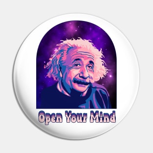 A. Einstein Portrait - Open Your Mind Pin