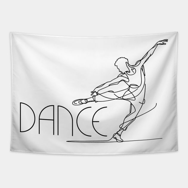 Black one line art Contemporary Male dancer Tapestry by PrintSoulDesigns