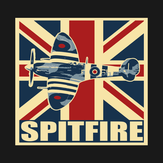 RAF Spitfire UK Aircraft Airplane Plane Vintage union Jack by BeesTeez