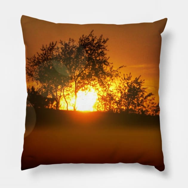 Sunset on the hill Pillow by kcrystalfriend