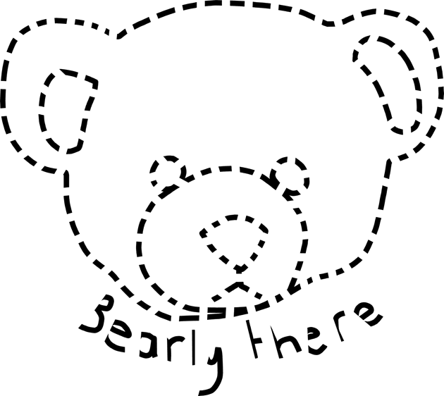 Dotted Line Bearly There Bear Puns Kids T-Shirt by ellenhenryart