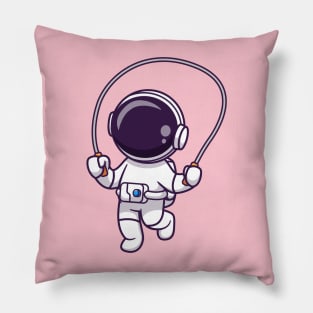 Cute Astronaut Playing Jump Rope Cartoon Pillow