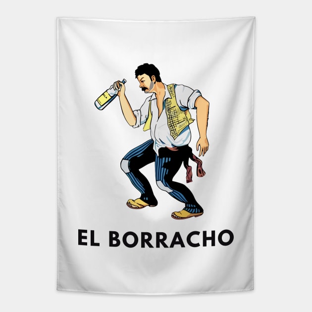 El Borracho Tshirt Mexican Loteria Icon Tapestry by TEXICAN