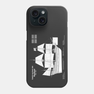 Mayflower plans. America 17th century Pilgrims ship - PBDpng Phone Case