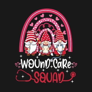 Wound Care Squad Gnomies Funny Nurse Stethoscope Heart Valentines Day T-Shirt