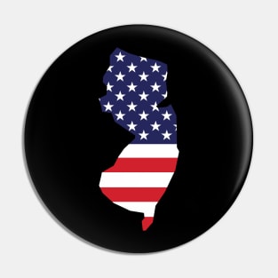 New Jersey State Shape Flag Background Pin