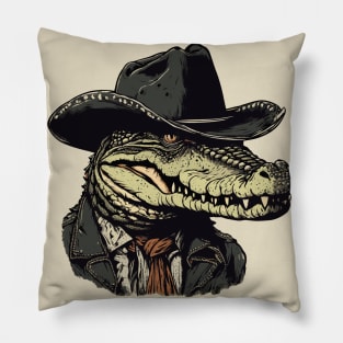 Wild West Gator Cowboy Pillow
