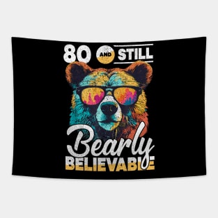 80th Birthday Dad Bear Age 80 Years Tapestry