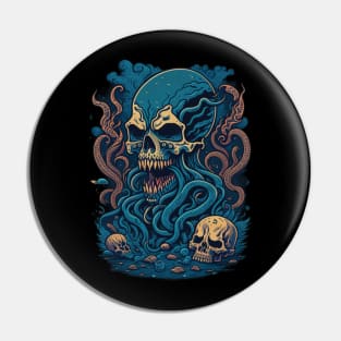 kraken with skull Pin