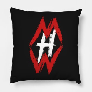 White and Red Hidden Wisdom Logo Pillow