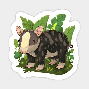 Cute Mountain Tapir Illustration - Adorable Animal Art Magnet