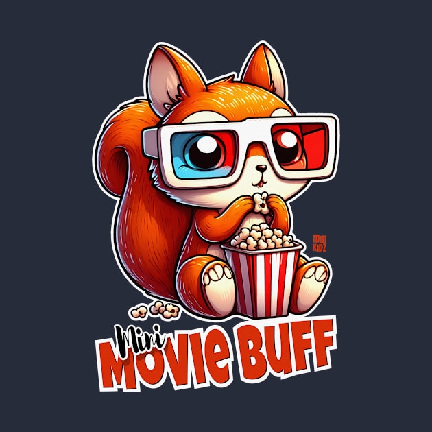 Mini Movie Buff Graphic Tee for Kids | Cartoon Squirrel Dark by Mad Monkey Creations