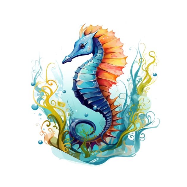 Watercolor Seahorse by zooleisurelife