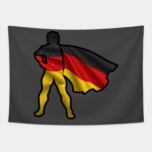 German Hero Wearing Cape of Germany Flag Hope and Peace Unite in Germany Tapestry