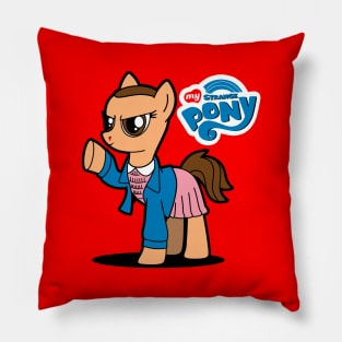 Strange Cute Pony 80's Cartoon TV Series Mashup Pillow