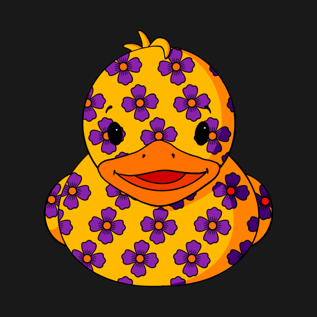 Purple Flower Pattern Rubber Duck by Alisha Ober Designs