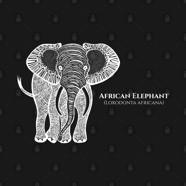 African Elephant with Common and Scientific Names - animal design by Green Paladin