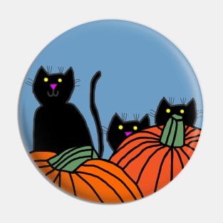 Three Black Cats and Pumpkins Pin