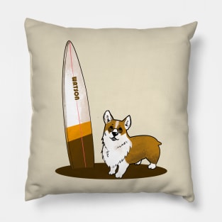 Golden corgi surf summer Pillow