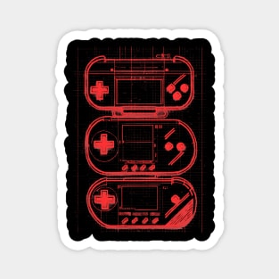 Red Handheld Gaming Blueprint Magnet