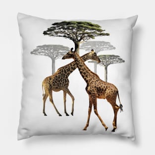 Giraffes with trees in Kenya / Africa Pillow