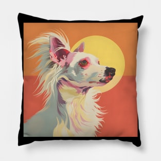 70s Chinese Crested Vibes: Pastel Pup Parade Pillow