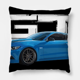 mustang gt 5.0 grabber blue on bags Pillow