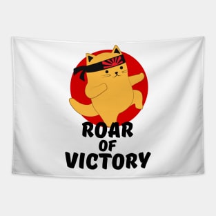 Karate Cat Roar of Victory Tapestry