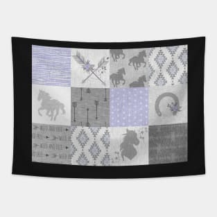 BoHo Horse Patchwork in purple and grey Tapestry